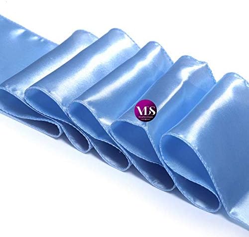 VDS Satin Chair Sashes Chair Cover Back Tie Sateen Bows Ribbon for Wedding Birthday Graduation Engagement Ceremony Event Party Banquet Venue Hotel All Dining Chair Decoration (300PC) (Baby Blue)