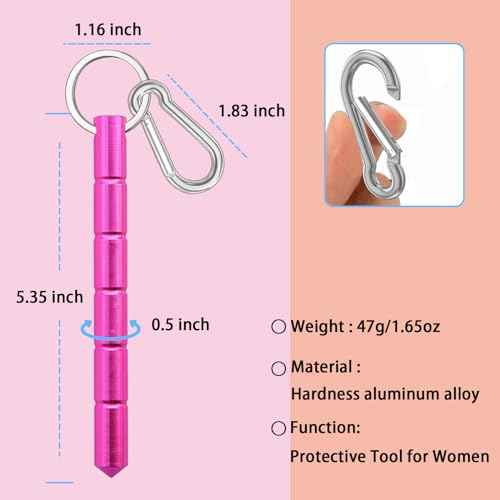 3Pcs Safety keychain Set Protection Keychain Accessories Safety Stick with 3Pcs Carabiner Clips for Women Ladies Girls