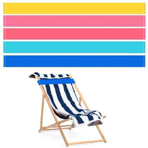 5 Pack Beach Towel Bands Beach Towel Clips for Cruise Chairs, Pool Chairs Towel Strap Towel Holder Cruise Ship Essentials Elastic Towel Band Beach Accessories for Women Men