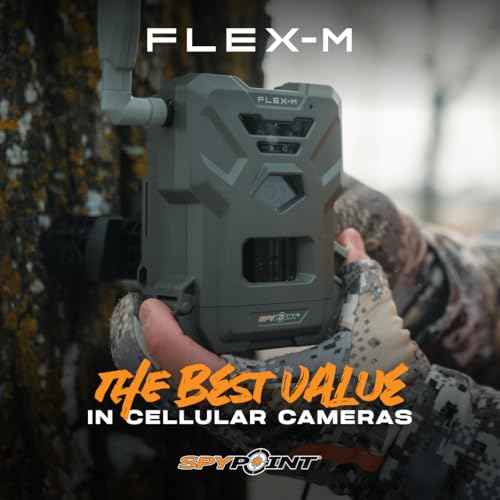 SPYPOINT Flex-M Twin Pack Cellular Trail Cameras - Best Hunting Accessories, No WiFi Needed, GPS, Night Vision, Dual-Sim LTE, IP65 Water-Resistant Game Camera, 28MP Photos, 720p Videos + Sound (2)