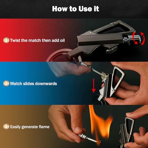 2 Pack Permanent Match Keychain Lighter, Metal Infinity Lighter, Forever Lighters with Bottle Opener, Waterproof Match, EDC Emergency Matchstick, Survival Flint Fire Starter (Fuel Not Included)