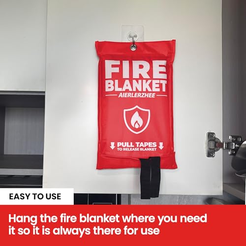 Fire Blanket - 2 Pack 40" x 40" Emergency Fire Blanket for Kitchen and Home,Fireplace,School,Warehouse,Grill
