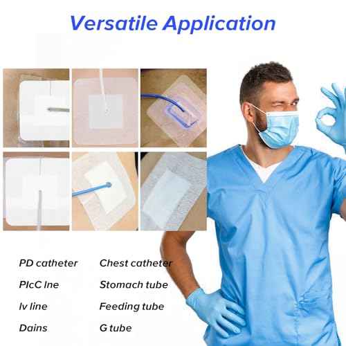 15 Pcs Split Drain Adhesive Feeding Tube Bandages, Sterile Catheter Stabilization Device, G Tube Covers, Peg G J Supra-Pubic Incision Bordered Gauze Pad, 4" x 4" Island Dressing for Nursing Care