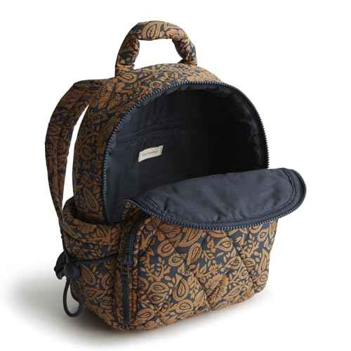 Vera Bradley Women's Featherweight Small Banbury Backpack, Lotus Montage Roasted Pecan, One Size