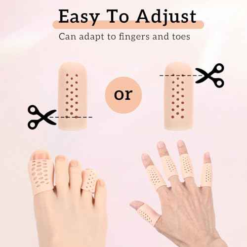 16 Pcs Gel Finger Cots with Air Holes Silicone Finger Protectors Breathable Covers Protection Anti Nail Biting Gloves for Fingers Tips Toe Sleeves Protection for Wound Fingers Cracking (Nude)