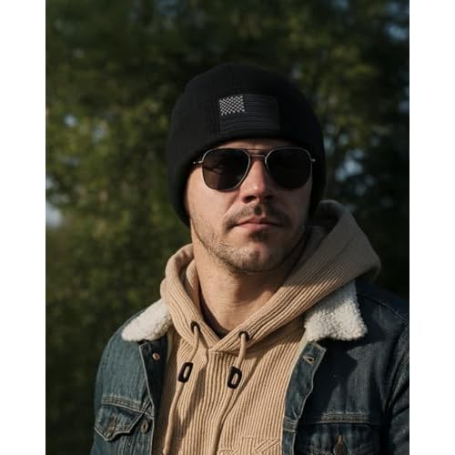 FURTALK American Flag Embroidered Beanie for Men Women Winter Hat Knitted Unisex Skull Cap