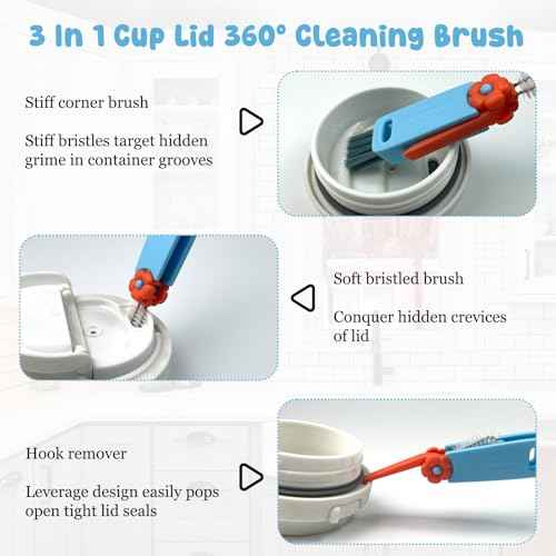 4 Pack Water Bottle Cleaning Kit Straw Cleaner Bottle Brush Cleaner for Owala FreeSip 24oz/32oz/40oz, Silicone Long Brush for Owala, Sport Bottles, Water Bottles, Coffee Mugs
