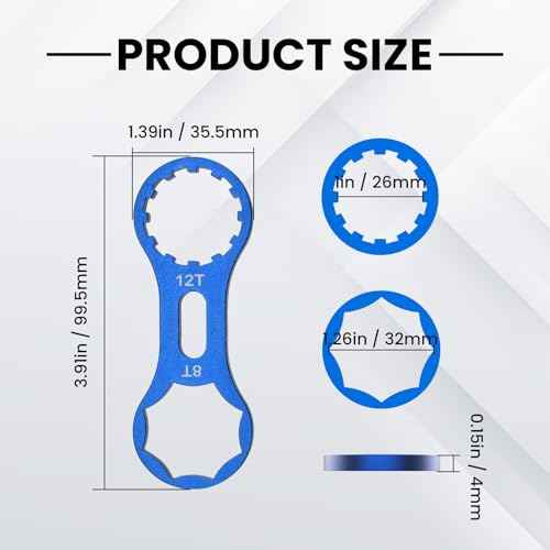 2Pcs Bicycle Fork Cap Wrench, Aluminium Alloy Bike Front Fork Repair Tool, Suspension Forks Cap Spaner Suitable for XCR/XCM/XCT/RST, Blue