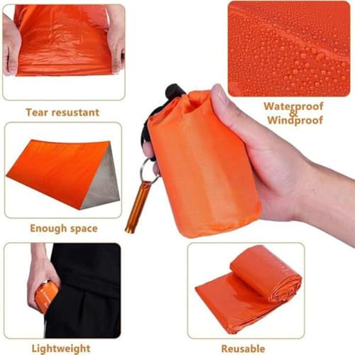 Emergency Sleeping Bag, 84"X36" Waterproof Survival Emergency Sleeping Bags for Survival, Pocket Size Survival Blanket, Thermal Bivy Sack for Outdoor Camping, Hiking,Hunting
