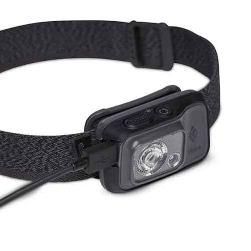 BLACK DIAMOND Cosmo 350-R Rechargeable Headlamp | 350 Lumens | Micro-USB Charging | Waterproof, Dimmable Light for Camping & Hiking | Graphite