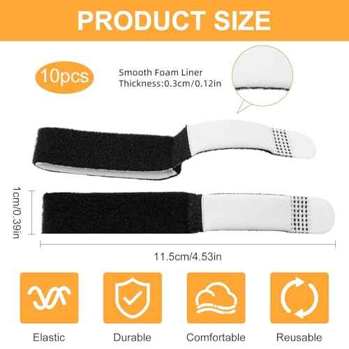 10PCS Buddy Finger Straps, 5.5X0.5'' Finger Buddy Straps Tape for Pinky Finger, Finger Tape & Finger Wrap for Swollen Finger Support Washable and Reusable