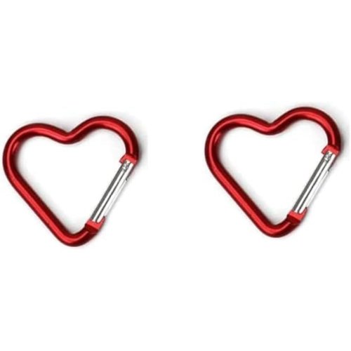 Heart Carabiner Clip, 2Pcs Red Heart Shape Carabiners Keychain Clips, Snap Hook Key Ring for Camping Accessories, Backpack Water Bottle Aluminum Alloy Accessory and Keychain Carabiners