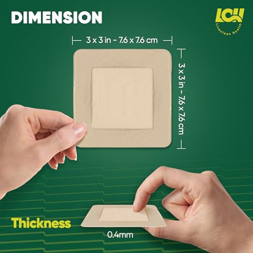 12 CT Silicone Foam Dressing 3x3 - Sterile Silicone Bandages for Wounds - Absorbent and Adhesive Foam Bandages for Wounds and Injury Care by Livaclean Health