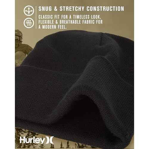 Hurley Men's Winter Hat - Heavyweight Slouchy Fit Icon Cuffed Beanie