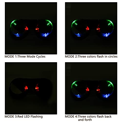Luwint Colorful Flashing Glasses LED Steampunk Goggles - Light Up Glasses for Halloween Christmas Birthday Party Rave Cosplay Costume Show (Black)