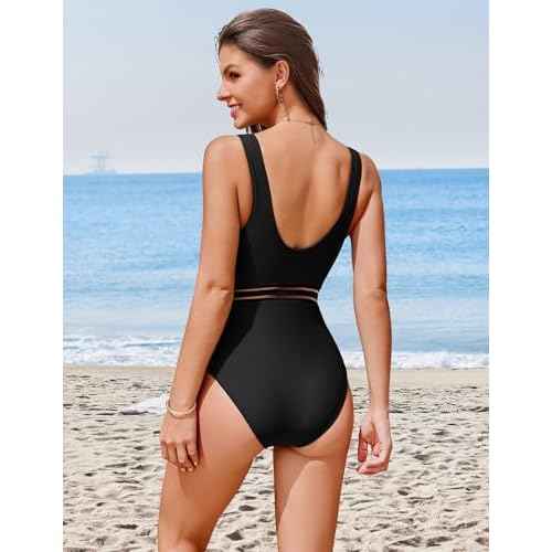 AI'MAGE One Piece Swimsuit Women 2025 Sexy Mesh Tummy Control Bathing Suits Swim Suit Deep V Neck Swimwear