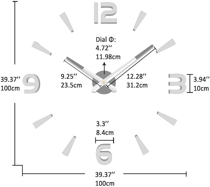 VANGOLD Large 3D Wall Clock DIY Wall Decoration Clock
