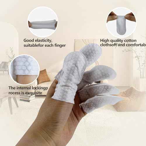 100 PCS Cotton Finger Cots, Finger Covers Protection for Finger Tips, Breathable, Sweat Resistant, and Wear-Resistant, Perfect for Work, Nails Cleaning, and Injured Fingers (White)