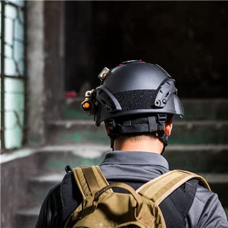 OneTigris Helmet MICH 2000, 3mm ABS Plastic Adjustable ACH Tactical Helmet with Ear Protection, Front NVG Mount and Side Rail (Black)