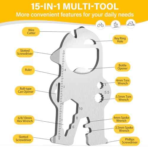 Fun Character-Inspired 15-in-1 EDC Multitool with Key Chain Ring - Stainless Steel Pocket Tool with Screwdrivers Bottle Opener Gadget, Cool Birthday Stocking Stuffer Gift Idea for Men Women DIY Lover