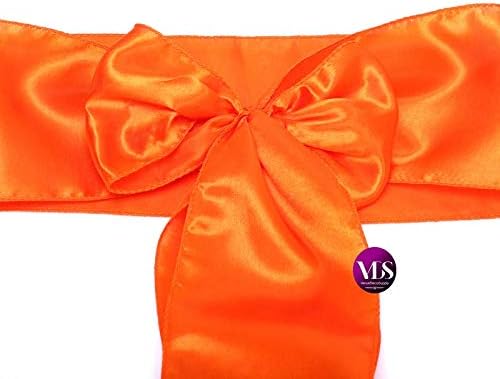 VDS Satin Chair Sashes Chair Cover Back Tie Sateen Bows Ribbon for Wedding Birthday Graduation Engagement Ceremony Event Party Banquet Venue Hotel All Dining Chair Decoration (25PC) (Orange)