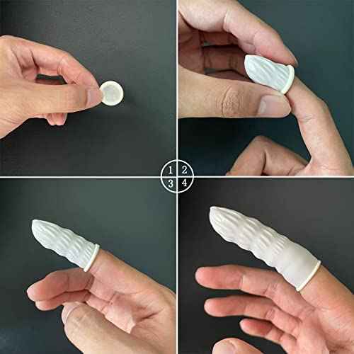 Approx. 420 Pcs Latex Finger Cots, Disposable Medium Finger Gloves, Fingertip Protectors, Thumb Covers, Sleeves Covers Protection for Fingertips(White)