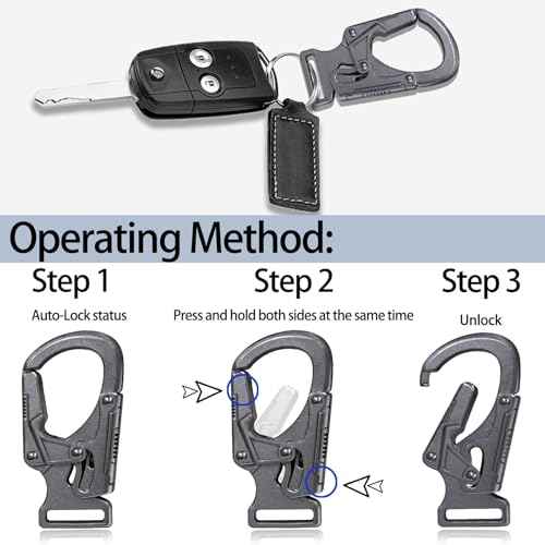 Ahiller Carabiner Clip,1.9'' Alloy Car Keychain Clip with 2 Key Ring,Outdoor Hooks,Small Key Holder for Man and Women