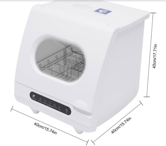 Portable Countertop Dishwasher, 5 Washing Programs Neutral Freestanding Dishwasher with 5L Built-in Water Tank, 1200W 360° Spraying Water Compact Dishwasher for Homes (1200W White)