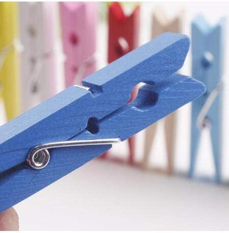 DurReus Wood Clothes Pins for Crafts Party Decor Small Clips Hold Card with Jute Twine Dark Blue Pack 50