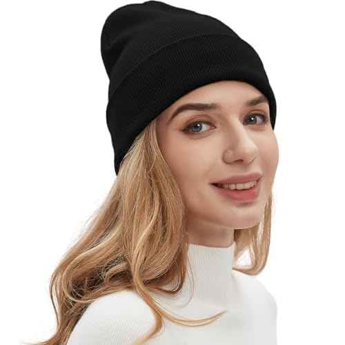 100% Cotton Beanies for Men Women Cotton Hats Soft Warm Unisex Cuffed Plain Skull Hat Autumn Winter Slouchy Knitted Cap