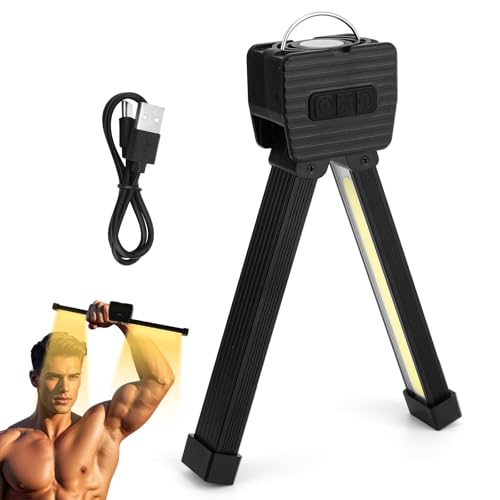 Gym Lamp for Posing, Portable Magnetic LED Bodybuilding Lamp 180 Degree Folding Work Magnet Light Flashlight with Hang Hook 7-Level Dimming and 4 Light Modes for Fitness