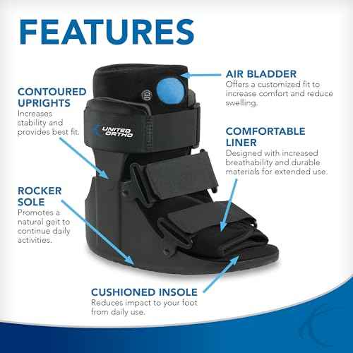 United Ortho USA14115 Short Air Cam Walker Fracture Boot, Medium, Black