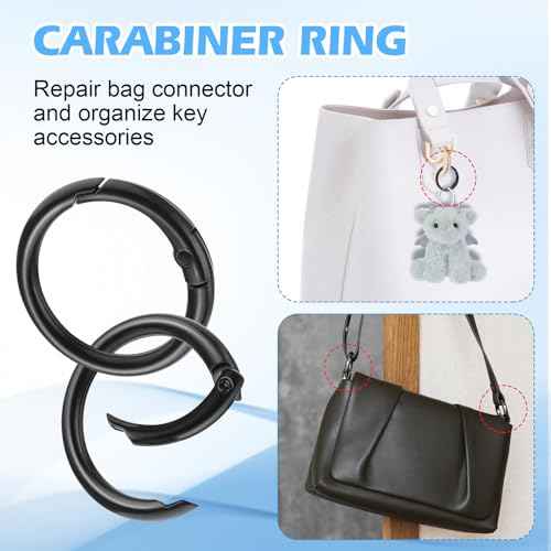 10pcs 1 Inch Trigger Spring O Rings, Round Carabiner Clips Snap Metal Spring O Rings Clip Keychain, Purse Shoulder Bag Chain Ring Clip Replacement for Keyrings Buckle, Bags,Purses