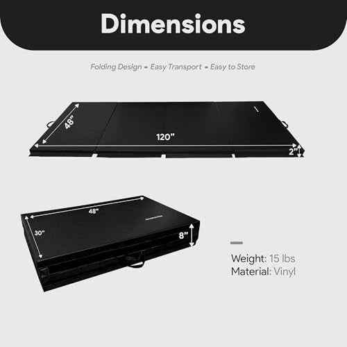 BalanceFrom 10x4 Feet 4-Panel Folding Gymnastics Mat ? 2-Inch Thick Pad with Vinyl Surface and Carrying Handles for Tumbling, Yoga, Pilates, Home Workouts, and Martial Arts
