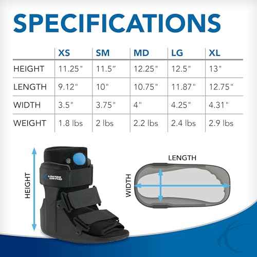 United Ortho USA14115 Short Air Cam Walker Fracture Boot, Medium, Black