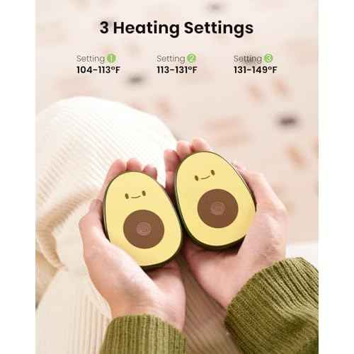 Gaiatop Hand Warmers Rechargeable 2 Pack, Magnetic 3 Settings Fast Heating Avocados Shape, Electric Portable Pocket Heater, Reusable Hot Hands Gifts for Women Men Outdoor Camping Hunting Golf