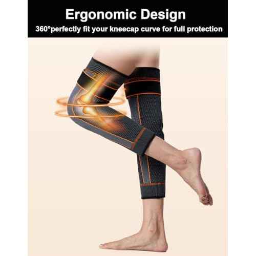 2 Pack Knee Wraps for Pain Relief Women Men, Knee Compression Sleeve for Men Women, Compression Knee Brace for Arthritis Pain and Support (Black, Large)