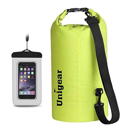 Unigear Dry Bag Waterproof, 2L/5L/10L/20L/30L/40L Floating and Lightweight Bags for Kayaking, Boating, Fishing, Swimming and Camping with Waterproof Phone Case