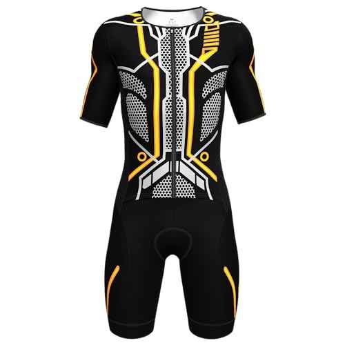 Logas Men's Triathlon Suit Trisuit Race Skinsuit Cycling Speed Suit Swimskin Bike Swim Run