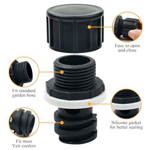 Cooler Drain Plug Hose Connection, Cooler Plug Replacement Compatible with Yeti Roadie, Tundra, and Tank Coolers