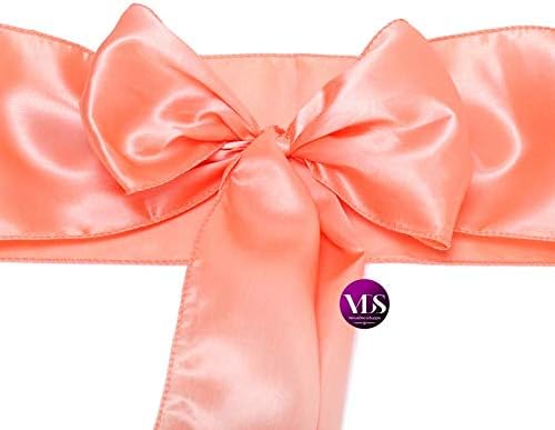 VDS Satin Chair Sashes Chair Cover Back Tie Sateen Bows Ribbon for Wedding Birthday Graduation Engagement Ceremony Event Party Banquet Venue Hotel All Dining Chair Decoration (25PC) (Peach)