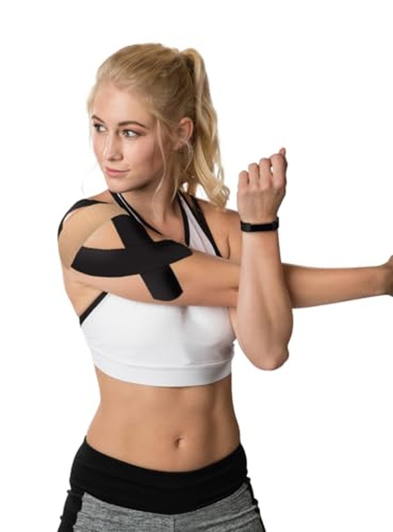 RockTape Kinesiology Tape, 10" Pre-Cut Strips, 20 Per Pack, Black