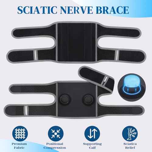 Sciatica Pain Relief Devices Brace, Sciatic Nerve Brace with Adjustable Pressure Pads Targeted Lower Back & Leg Compression for Sciatic Pain, Sciatic Ease Calf Support for Unisex Men Women - Grey