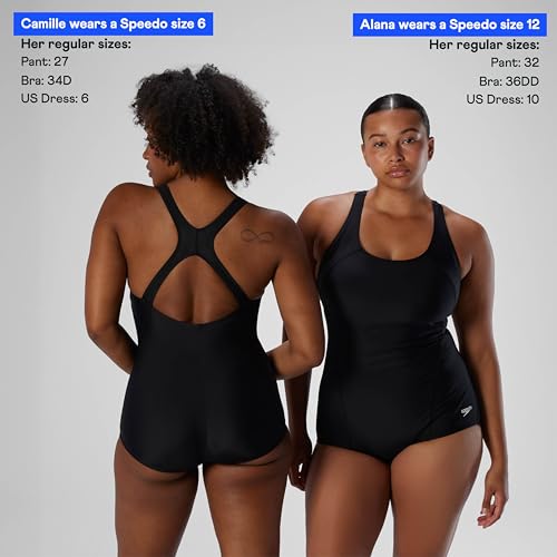 speedo Women's Swimsuit One Piece PowerFlex Princess Seam Ultraback Conservative Cut