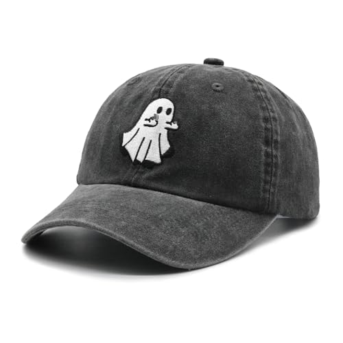Waldeal Ghost Embroidered Hat, Adjustable Halloween Decorations Spooky Boo Baseball Cap for Men Women