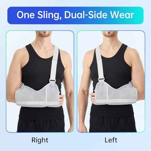 Arm Sling Shoulder Brace for Men & Women ? Breathable & Adjustable Arm Support for Rotator Cuff, Forearm & Elbow Injuries ? Lightweight Fit for Left or Right Side