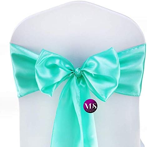 VDS Satin Chair Sashes Chair Cover Back Tie Sateen Bows Ribbon for Wedding Birthday Graduation Engagement Ceremony Event Party Banquet Venue Hotel All Dining Chair Decoration (125PC) (Sea Green)