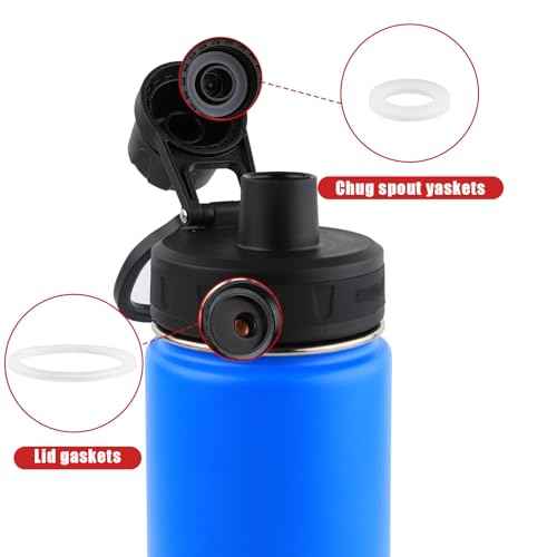 6pcs Stainless Steel Water Bottle Gasket Replacement for DRINCO 14/18/22/32/40/64oz, Silicone Spout Lid Sealing Rings & Water Bottle Spout Lid Gaskets for DRINCO Chug Lids