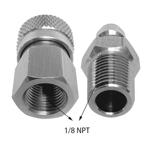 1/8 NPT Female Connector and 8mm Male Plug Fill Nipple Quick-Disconnect Set, Stainless Steel Remote Line Male & Female Set for PCP Foster Paintball Airsoft Air Gun Tool