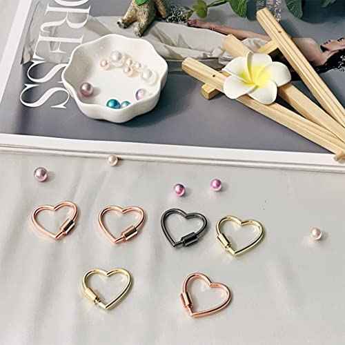 6 pcs 30mm Heart Shape Carabiner Aluminum Ring Keychain Carabiner Bulk Hook Bag for Camping Hiking Fishing Travel Dog Leash by